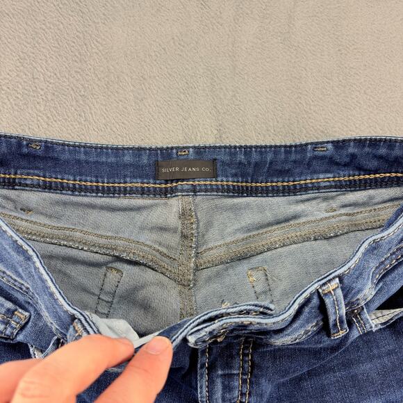 Silver Jeans Co. Boot Cut Jeans Women's 32x33 Blue Elyse Slim Boot Distressed - Picture 3 of 10